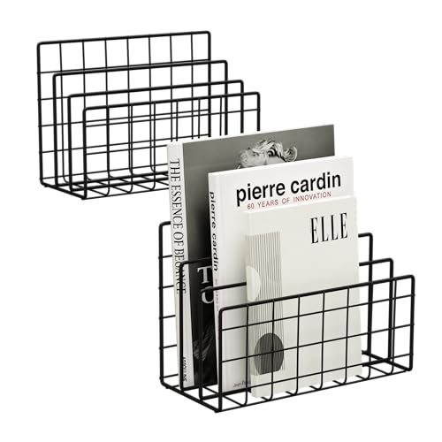 3-Slot Metal Mesh Desk Mail Organizer, Letter Sorter File Holder for Office & Home, 2PCS (Black)