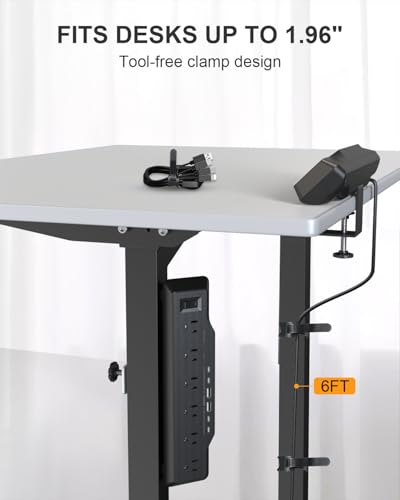 Desk Clamp Power Strip Surge Protector, 6 Outlets, Flat Plug, 1800J, 4 USB-C Ports (Any Port 35W), for Home & Office, Flame-Retardant PC-ABS Housing, Fits 1.96" Desk Edge, Black - style: Desk Clamp Socket - Black