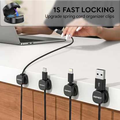 Cable Clips 8 Pack Rotatable Cord Organizer with Adhesive | 360° Rotatable, Clean Cable Management for Desk, Car & Nightstand - size: Pack of 8