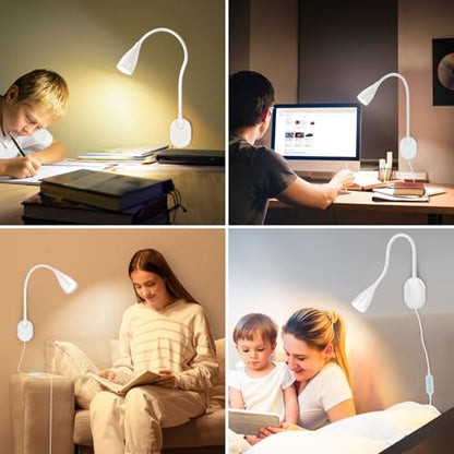 LED Wall Mounted Bedside Reading Light, 3 Color Modes,10 Brightness Dimmable, USB Charging Port, Adhesive Wall Lamp Night Light for Books in Bed, 360° Flexible Eye-Caring Bedroom Lighting White - color: White