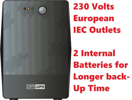 OPTI-UPS (European 230 Volts) Line Interactive UPS Battery Backup with AVR Surge Protection - Uninterruptible Power Supply – Please See Picture (Black, 2000va) - size: 2000va
