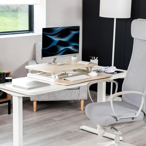 VIVO Light Wood 28 inch Standing Desk Converter, DESK-V028KF - color: Light Wood, size: 28"