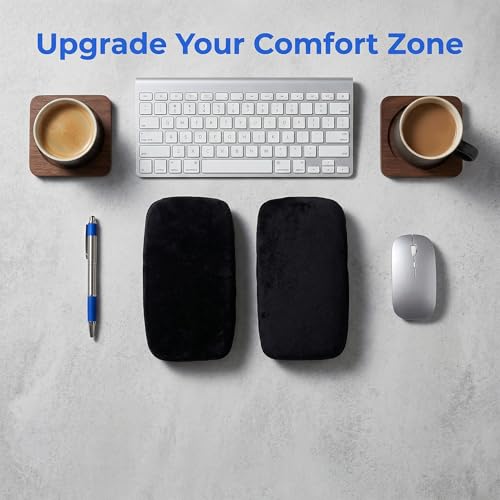 Office Chair Armrest Covers - Memory Foam Arm Pads, Ergonomic Cushions for Elbow & Forearm Pressure Relief, Universal Fit