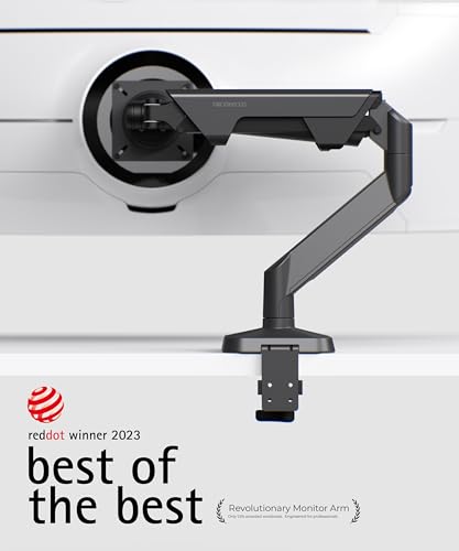 Modernsolid Heavy Duty Monitor Arm for 34-49 Inch Ultrawide Curved Screens | 14-38 lb Capacity,Gas Spring Full Motion,Cable Management,VESA 75x75/100x100,Red Dot Award,Black - color: Black