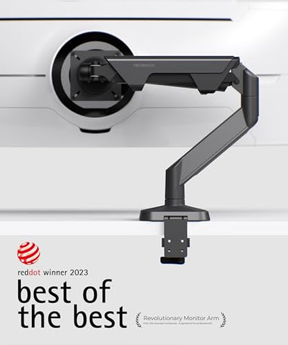 Modernsolid Heavy Duty Monitor Arm for 34-49 Inch Ultrawide Curved Screens | 14-38 lb Capacity,Gas Spring Full Motion,Cable Management,VESA 75x75/100x100,Red Dot Award,Black - color: Black