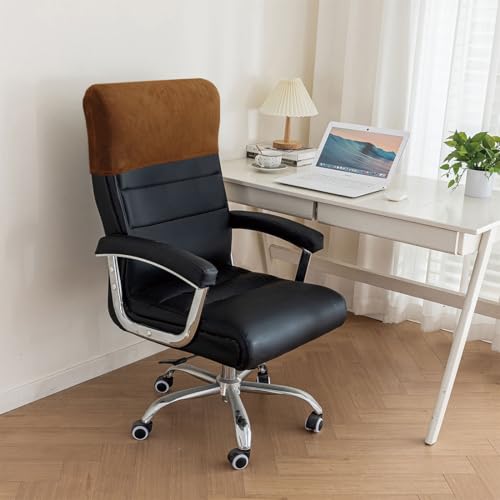 Stretch Office Chair Headrest Cover, Velvet Headrest Protector for Office Chairs, Head Rest Covers for High Back Computer Chairs, Furniture, Recliner Chair, 1 Pack, Caramel - color: Velvet, Caramel, size: 1 Pack