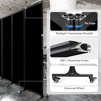 Room Partition 2.0 Upgrade Version,10'6"L* 6'7"H,5 Panel,Black - color: Black, size: 5