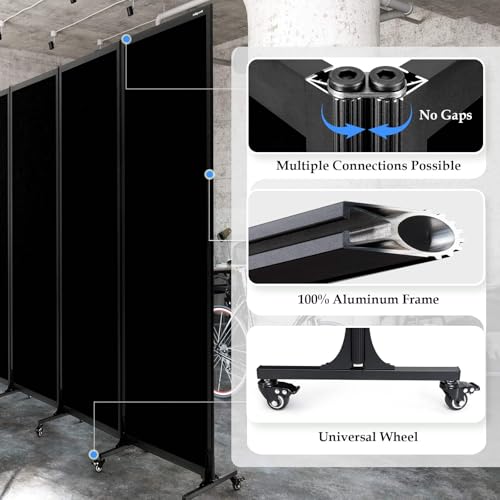 Room Partition 2.0 Upgrade Version, 6'L* 6'7"H,3 Panel,Black - color: Black, size: 3