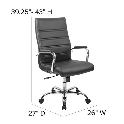 Flash Furniture High Back Office Chair - High Back LeatherSoft Executive Office Swivel Chair with Wheels | 360° Swivel, Height Adjustable, Commercial Grade - color: Black Leathersoft/Chrome Frame