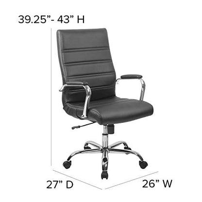 Flash Furniture High Back Office Chair - High Back LeatherSoft Executive Office Swivel Chair with Wheels | 360° Swivel, Height Adjustable, Commercial Grade - color: Black Leathersoft/Chrome Frame
