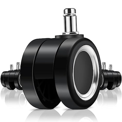 Steelcase Office Chair Casters - 5 Set Rolling Wheels for Desk Chairs, Fit Most Brands and Floors - style: Black + Silver