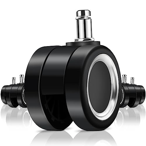 Steelcase Office Chair Casters - 5 Set Rolling Wheels for Desk Chairs, Fit Most Brands and Floors - style: Black + Silver