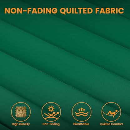 Lazy Daze Double Quilted Hammock with Pillow for Outside, Fit 13-15Ft Stand - color: Dark Green