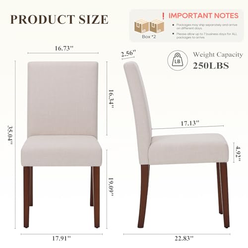 MALOL Upholstered Dining Chairs Set of 4, Fabric Dining Room Chairs, Modern Wooden Dining Chair, Kitchen Side Chairs, Farmhouse Dinner Chair with High Back for Kitchen, Beige - color: Beige, size: Set of 4
