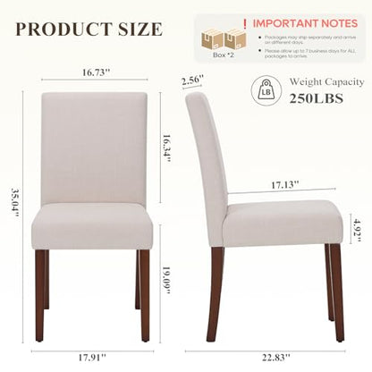 MALOL Upholstered Dining Chairs Set of 4, Fabric Dining Room Chairs, Modern Wooden Dining Chair, Kitchen Side Chairs, Farmhouse Dinner Chair with High Back for Kitchen, Beige - color: Beige, size: Set of 4