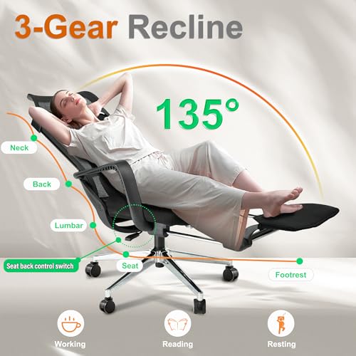 Breathable Office Chair,Adjustable Headrest Support,400lbs