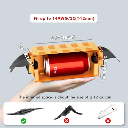 Flemoon IP55 Small Outdoor Electrical Box Waterproof, for Power Strip | Inner 5.9 x 3.2 x 1.8inch, Extension Cord Cover with Detachable Awning Covers for Plug, Outlet, Holiday Lights, Orange - color: Orange, size: Small