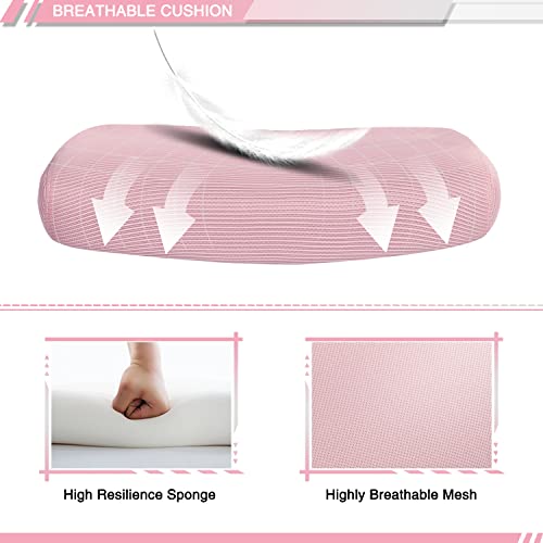 Qulomvs Mesh Ergonomic Office Chair with Footrest Home Office Desk Chair with Headrest and Backrest Adjustable Computer Executive Desk Chair with Wheels 360 Swivel Task Chair - color: Pink With Footrest 2