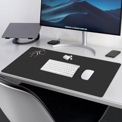 Large Office Leather Desk Mat, Large Mouse and Keyboard Pad, Laptop Pad, Desktop Protector(Black, 31.5 in. x 15.7 in.) - color: Black, size: 31.5×15.7inch