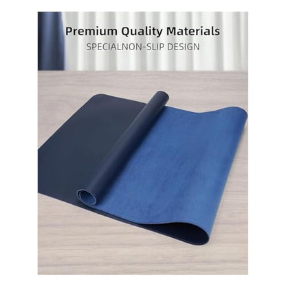 Desk Pad, Leather Non-Slip Laptop Computer Desk Keyboard Mat, Table Protector Blotter Mat, Large Mouse Pad (23.6" x 11.8")-Dark Blue - color: Dark Blue