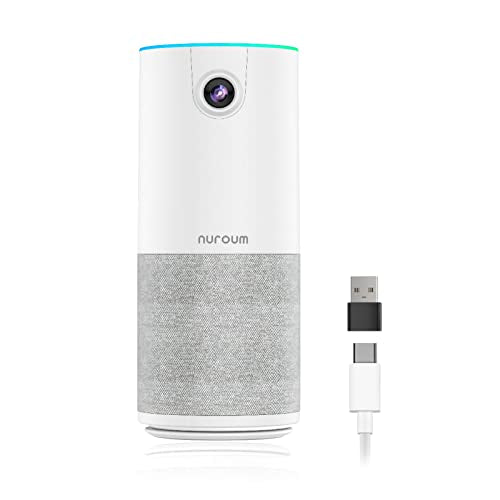NUROUM C10 Conference Webcam with Microphone Speaker, Portable All-in-1 Design, 1080P 90° Camera for Video Conference, 10ft Voice Pickup/AI Noise Cancellation, USB Plug&Play for PC/Desktop Zoom/Teams