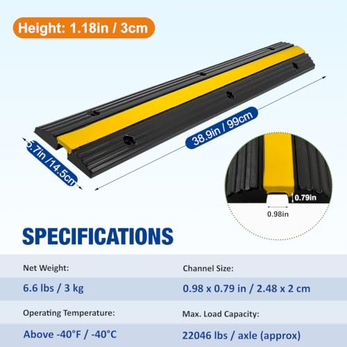 CXRCY Cable Protector Ramp 4 Pack of 1-Channel Rubber Hose Ramp,Driveway Guard,22046Lbs Capacity Heavy Duty Speed Bumps Hose Cord Protector Ramps for Driveway&Outdoor/Wire/Hose/Pipe Hider - size: 4 Pack 1 Channel