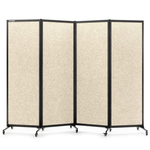 Room Partition 2.0 Upgrade Version,8'2"L* 6'7"H,4 Panel，Beige - color: Beige, size: 4