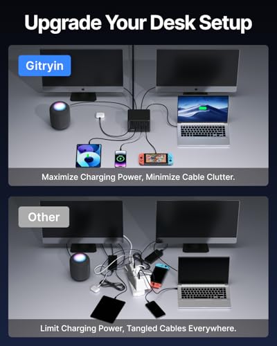 Gitryin 12-in-1 Desktop Charging Station, 160W USB Retractable GaN Charger - size: With 4 Type-C Chargers