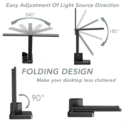 LED Desk Lamps for Dorm Office with USB C Charging Station, 800lm, CRI>90 - color: Black