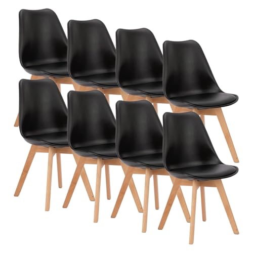 OLIXIS Dining Chairs Set of 8, PU Leather Accent Chairs for Living Room - color: Black, size: 8 PC