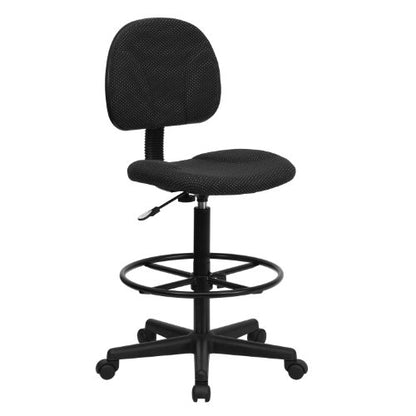 BizChair Black Patterned Fabric Adjustable Height Drafting Chair with Adjustable Foot Ring - color: Black Patterned