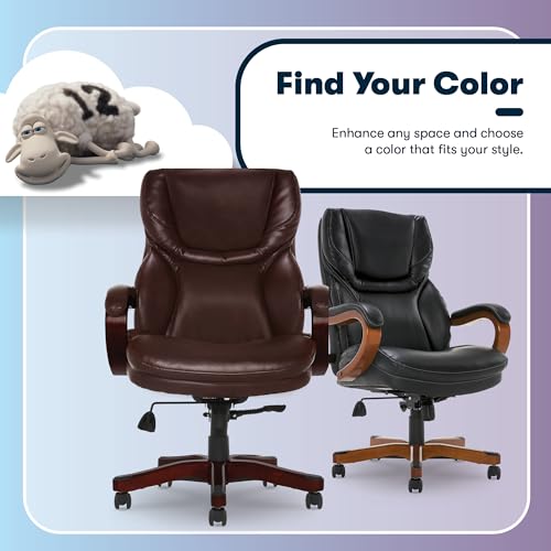 Serta Big & Tall Executive Office Chair with Lumbar Support, Leather Chair | Conway, Ergonomic 350lb Capacity Computer Chair, High Back Home Desk Gaming Chair, Adjustable Height & Tilt, Chestnut Brown - color: Chestnut Brown