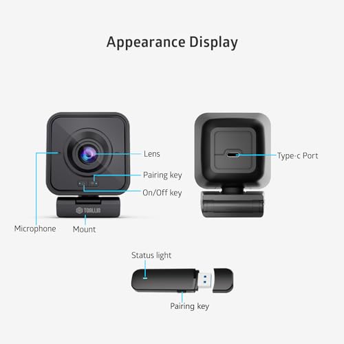 TOALLIN 1080P HD Wireless Webcam for PC, Built-in Noise-Canceling Mic | Wireless Computer Camera for Video Conferencing, Live Streaming and Online Video Calls