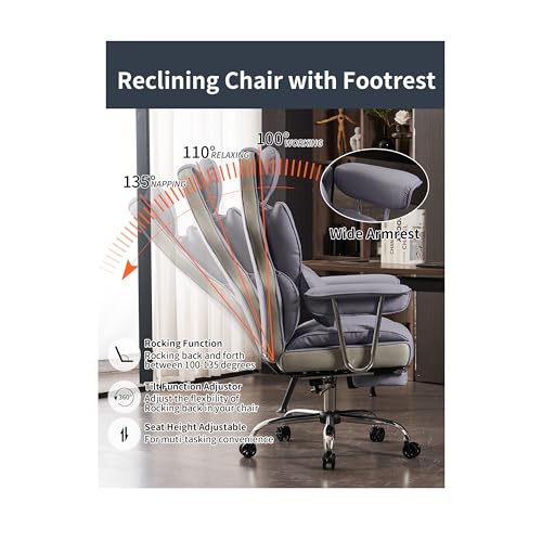 Efomao Big and Tall Office Chair 440LBS, Purple Heavy Duty Executive Chair with Footrest, Ergonomic Desk Chair for Home Office, Wide Computer Chair | 400lbs support, 135° recline, dual-layer foam cushion, 23.5" seat & footrest. BIFMA - color: 3008-purple