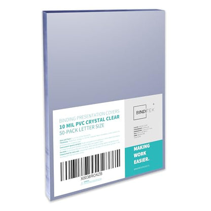Binditek 10 Mil PVC Binding Covers, 8.5 x 11 Inches, Clear, 50 Pack | Plastic Binding Covers, 8.5" x 11" Letter Size, Clear, Square Corners, Unpunched, Ideal for Business Reports and Proposals - size: 10 Mil, style: 50P , Clear