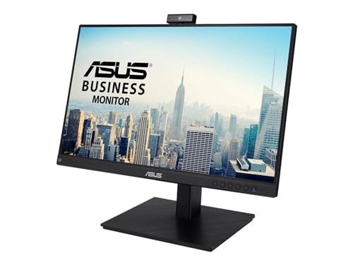 ASUS 24” 1080P Video Conferencing Monitor (BE24EQSK) - Full HD, IPS, Built-in Adjustable 2MP Webcam, AI Noise-canceling Mic, Speakers, Eye Care, DisplayPort, HDMI, Wall Mountable, Height Adjustable