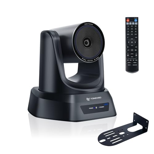 TONGVEO 4K Conference Room PTZ Camera AI Auto Tracking 3X Optical Zoom HDMI/USB3.0 Wide-Angle Video Conference Camera for Church Worship Live Streaming Meeting with Zoom YouTube OBS and More - color: Black