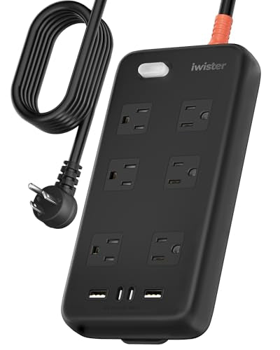 Outdoor Waterproof Power Strip IPX6, 15FT Extension Cord with 6 AC & 4 USB | 1625W/13A, 2 USB A & 2 USB C Ports, Anti-Electric Shock, Wall Mountable for Kitchen, Laundry, Workshop and Porch, UL Listed - size: 15FT