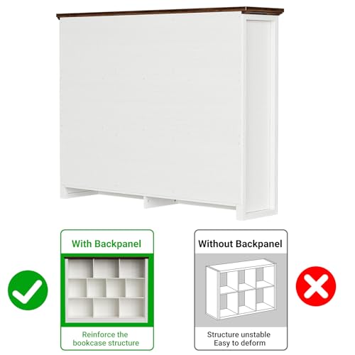 Unikito Cube Storage Shelf, Open Cube Bookshelf with Base, White/Brown - color: Warm White/Brown, size: 10 Cube (50"W x 38.7"H)