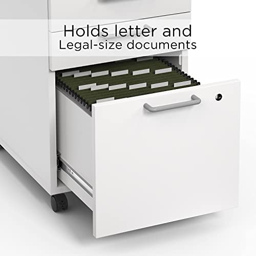 Union & Scale Mobile Pedestal File Cabinet with Wheels, 3-Drawer, Letter/Legal Compatible, White - size: 2 Pack, style: White