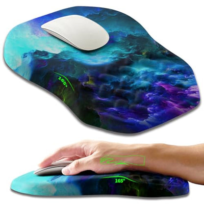 Ergonomic Slope Mouse Pad Wrist Support, Wrist Rest Mousepad for Carpal Tunnel Pain Relief with Massage Bulge and Slow Rebound Memory Foam (12x8 inch, Nebula) - color: AM044-nebula