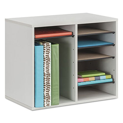Safco Literature Organizer, 12 Compartments, Office and Classroom Mailbox with Adjustable Shelves, Wood Paper and Mail Sorter, Gray