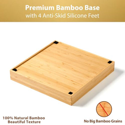 Umilife Bamboo Desk Drawer Organizer, Wood Office Junk Tray, 12"x12" | 1.8" Tall for Shallow Drawer - Adjustable dividers - Anti Slip Silicone Pads - Versatile Storage Box in Kitchen, Pantry - size: 12"x12"