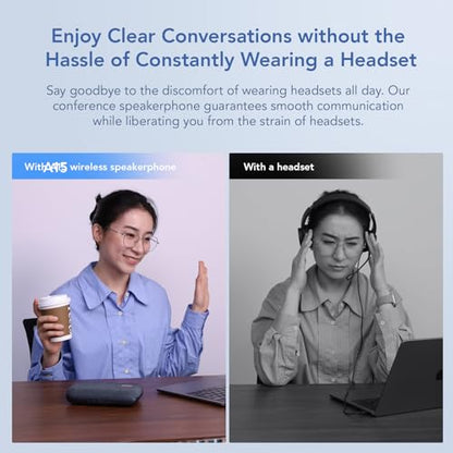 NUROUM A15 Conference Speaker and Microphone, Portable&Scalable Bluetooth Wireless Speakerphone, 360° Voice Pickup, Daisy Chian for Calls/Computer/PC/Laptop/Desktop via Bluetooth/Dongle/USB-A/C Blue - style: A15-Blue