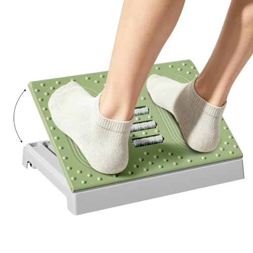 JOYZAN Foldable Foot Rest for Under Desk Footstool with Massage Roller | 6 Heights Adjustable Chair Footrest for Leg Rests Ergonomic Foots Stool for Office, Home, Green - color: Green