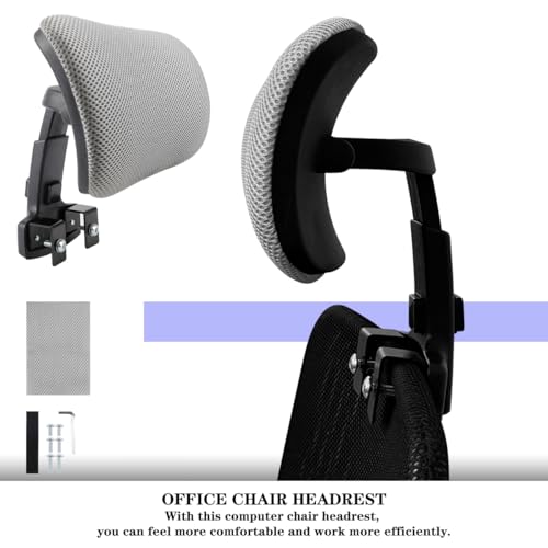 Office Chair Headrest Attachment Head Support Cushion Chair Mesh Head Rest Black Mesh Frame Adjustable Height Angle for Ergonomic Office Chair - color: Color 3