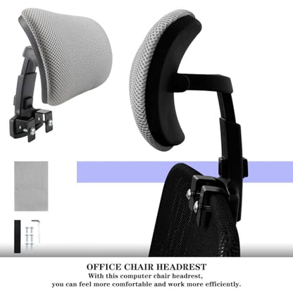 Office Chair Headrest Attachment Head Support Cushion Chair Mesh Head Rest Black Mesh Frame Adjustable Height Angle for Ergonomic Office Chair - color: Color 3