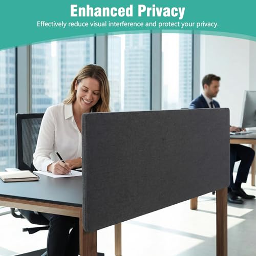 2 Pack Clamp-on 61 x 24 Inch Privacy Panel Cubicle Desk Divider with 4 C-Type Clamps Acoustic Partition for Office Study Library