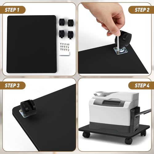 Beeveer 2 Pcs Black Under Desk Printer Stand 13.8 x 11.8 x 2.4 Inches - color: Black, size: 13.8 x 11.8 x 2.4 Inches