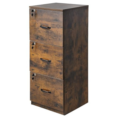 VEVOR 3 Drawer File Cabinet with Lock, Vertical Filing Storage Cabinets for Home Office, Heavy-Duty Locking Cabinet with 2-Level Adjustable Hanging Rod for A4/Letter/Legal Size File, Easy Assembly - style: 3 Drawers